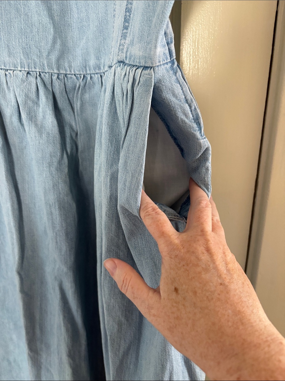 Levi's Light Blue Denim Skirt Dress with Spaghetti Straps - Picture 3 of 8